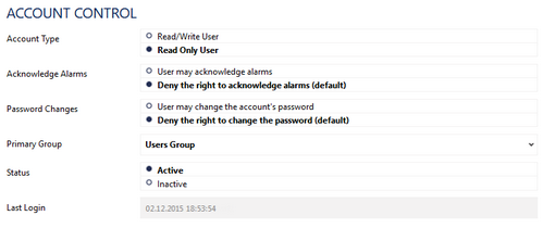 User Rights in User Account Settings User Rights in User Account Settings