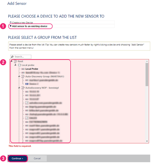 Add Sensor Dialog Add Sensor Dialog