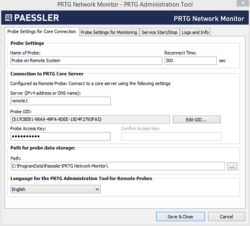 Remote Probe Settings in PRTG Administrator Remote Probe Settings in PRTG Administrator