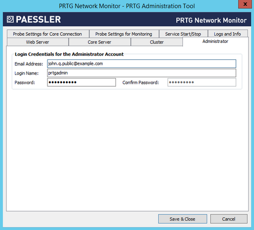 PRTG Administration Tool: Administrator PRTG Administration Tool: Administrator