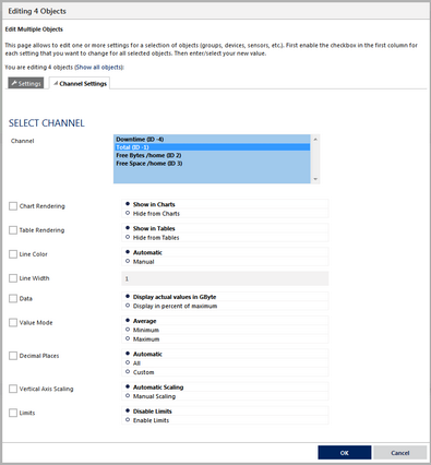 Example of Sensor Channel Settings in Multi-Edit Mode Example of Sensor Channel Settings in Multi-Edit Mode