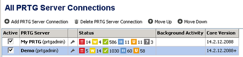 PRTG Servers List in the Enterprise Console PRTG Servers List in the Enterprise Console