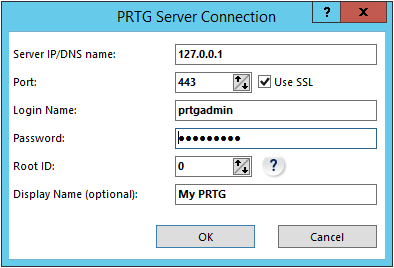 PRTG Server Connection Settings in Enterprise Console PRTG Server Connection Settings in Enterprise Console