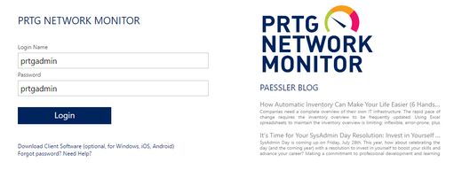 PRTG Login Screen PRTG Login Screen