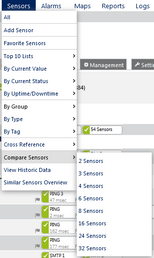 PRTG Main Menu: Compare Sensors PRTG Main Menu: Compare Sensors